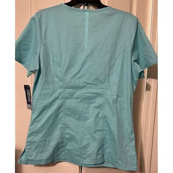 Cherokee Workwear Women's‎ Size Medium Light Teal Blue V-Neck Stretch Scrub Top - Picture 3 of 5